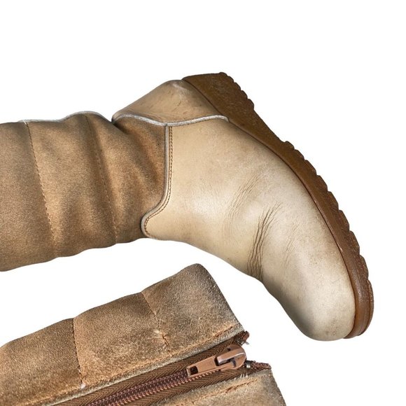 Vntg Blondo Canada Shearling‎ Lined Beige Leather / Suede Women's Sz US 6 Boots - Picture 12 of 16
